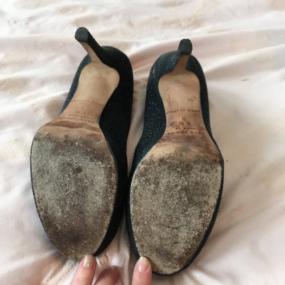 kate spade black glitter heels shoes size 6.5 *PLEASE READ* - Picture 8 of 15